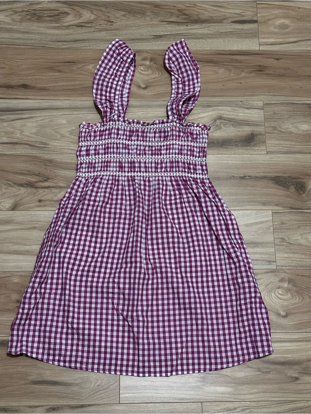 French Connection Pink Gingham Smocked Sundress